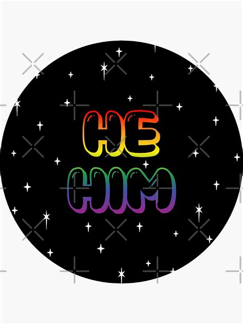 Rainbow Galaxy He Him Pronouns Sticker By Moonmint Redbubble