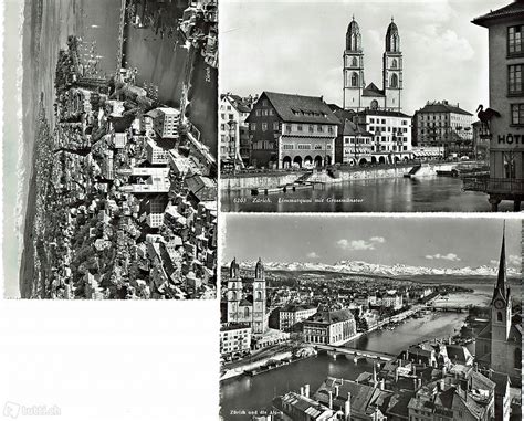 Zürich Limmatquai 3 alte Ansichtskarten ca 1940 1950 Cantone Zurigo