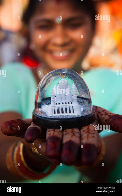 Mausoleum Of The Taj Mahal Snow Globe Uttar Pradesh India Asia Stock