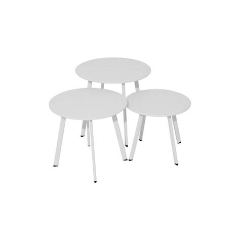 PROLOISIRS Table basse de jardin Massaï ø 40 cm en acier époxy blanc