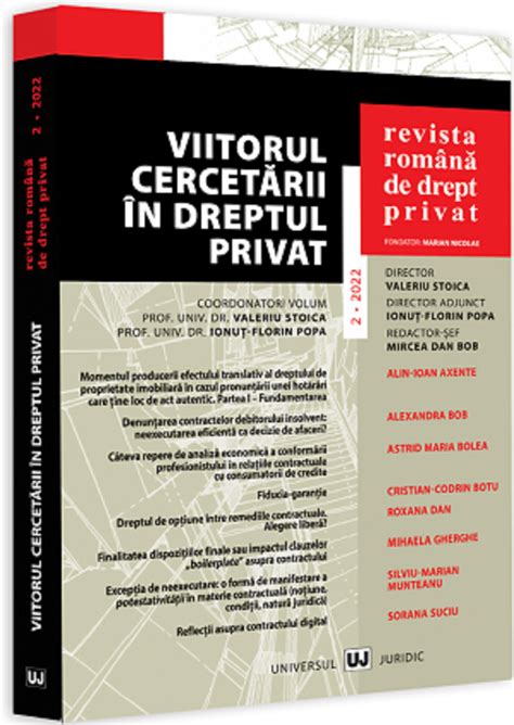 Revista Romana De Drept Privat Nr Libris