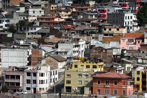 Luchtmening Van Oude Stad Quito Ecuador Redactionele Fotografie