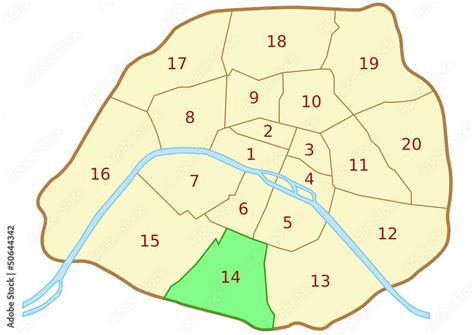 Plan du 14ème arrondissement de Paris Stock Vector Adobe Stock