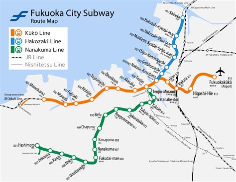 Fukuoka City Subway Metro Maps Lines Routes Schedules