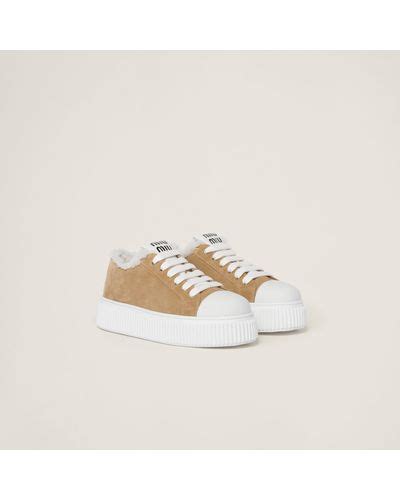 Metallic Miu Miu Sneakers For Women Lyst