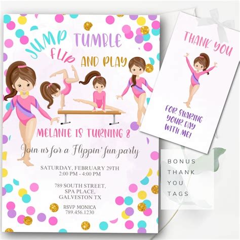 Gymnastic Invitation Etsy