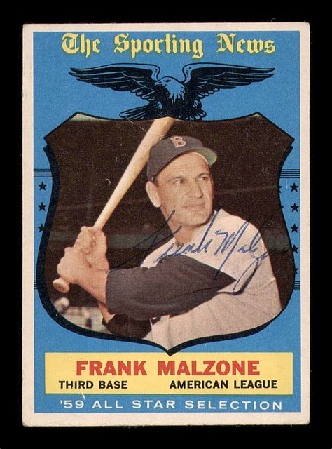 Frank Malzone signierte 1959 Topps Karte 558 Red Sox Rückenschäden