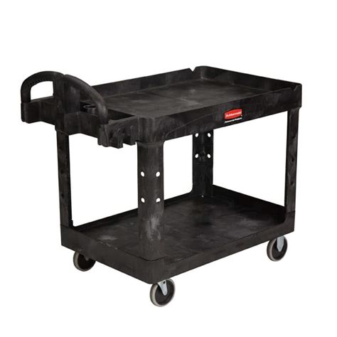 Rubbermaid Commercial Products Heavy Duty Black 2 Shelf Utility Cart