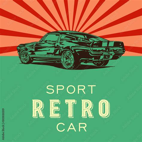 Retro Car Vector Poster Drawing Vector Car Stock Vector Adobe Stock