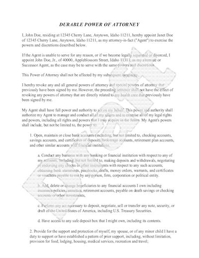 Sample Power Of Attorney Form Free Power Of Attorney Letter Sample