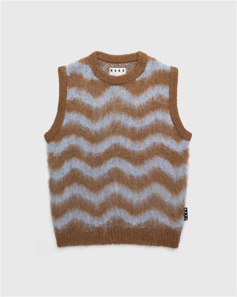 Highsnobiety Hs05 Alpaca Fuzzy Wave Sweater Vest Light Blue Brown Highsnobiety Shop