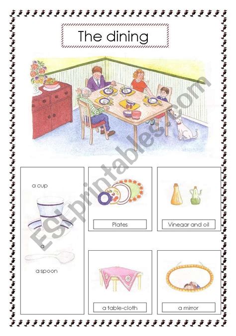 English worksheets: the dining room voc (2sheets)