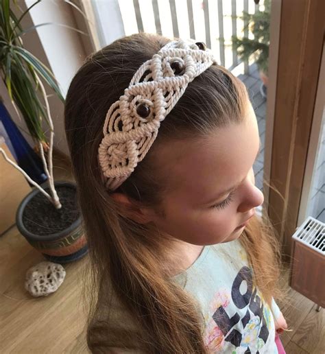 Diadema para el cabello macramé diadema de pelo de lino Etsy