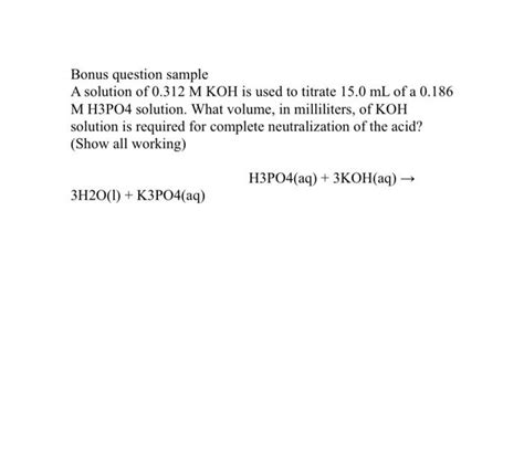 Solved Bonus Question Sample A Solution Of M Koh Is Chegg