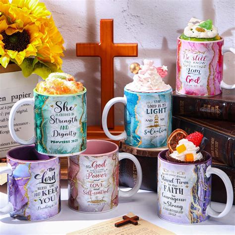 Layhit Set Of 6 Christian Coffee Mugs 11 Oz Religious