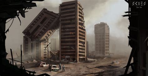 Destroyed City Destroyed Building Drawing