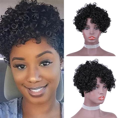 Perucas De Cabelo Humano Curto Para Mulheres Negras Peruca Afro