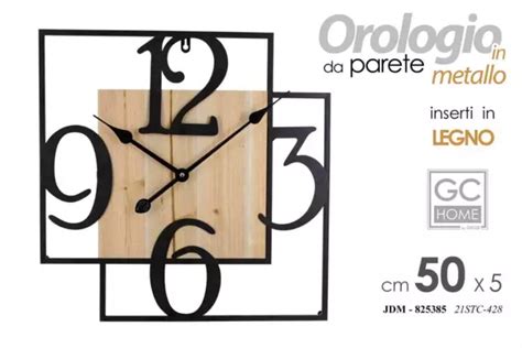 HORLOGE MURALE NUMÉROS De Grand Métal Bois Carré Classique Moderne 50 5