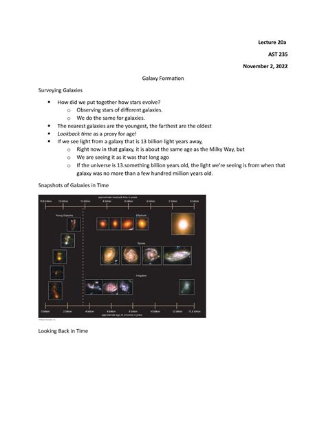 20a Galaxy Formation Notes From The Professors Slides Lecture 20a