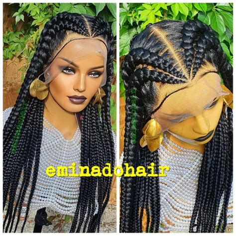 Ready To Ship Knotless Braided Wig For Black Women Glueless Etsy