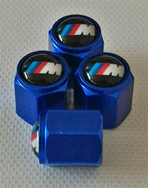 BMW M3 BLUE Tire Valve Dust Caps E30 M5 X5 X3 Series 1 3 5 7