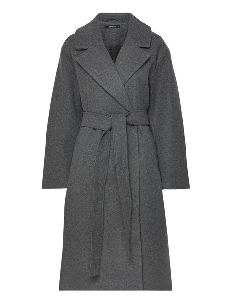 Gina Tricot Long Belted Coat Grey Melange 8181 Grå 629 kr Boozt