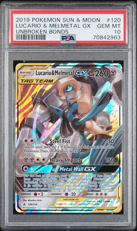 Pokemon Unbroken Bonds Lucario Melmetal GX 120 214 Ultra Rare Holo