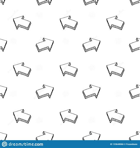 Seamless Pattern Hand Drawn D Arrow Doodle Icon Hand Drawn Black