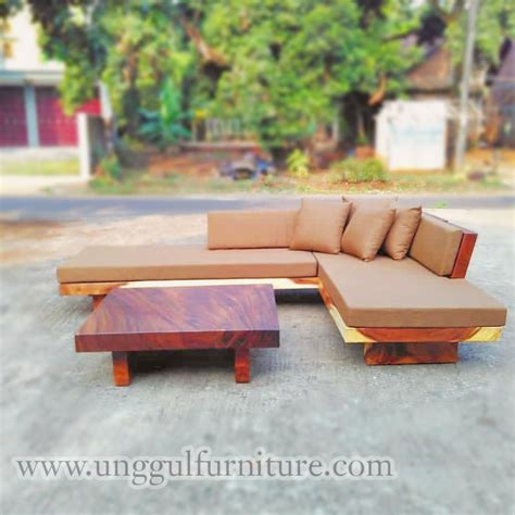 Kursi Bangku Sofa Calista Modern Minimalis Dudukan Kayu Jati Jati