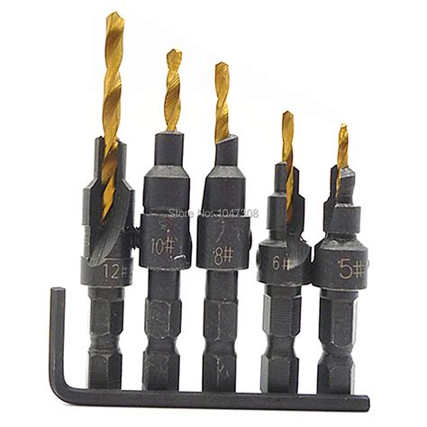 Pcs Titanium Coated Countersink Drill Bit Set Hss Quick