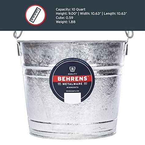 Behrens 1210 Hot Dipped Galvanized Steel Utility Pail 10 Quart Silver Pricepulse