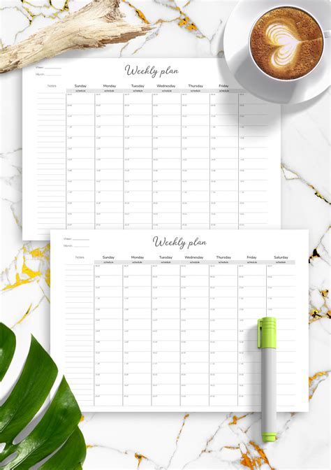 Free Printable Horizontal Weekly Planner