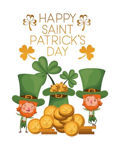 Premium Vector Happy Saint Patricks Day Label With Leprechauns Character