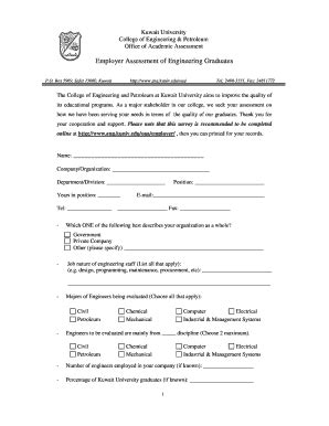 Fillable Online Eng Kuniv Employer Assessment Of Engineering Graduates