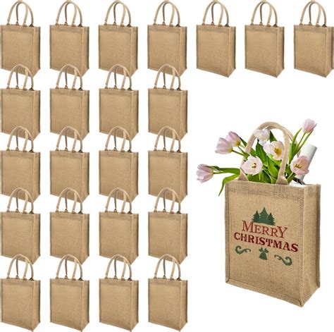 Amazon WHEATHUSK 24 Pack Burlap Tote Gift Bags Jute Bags With