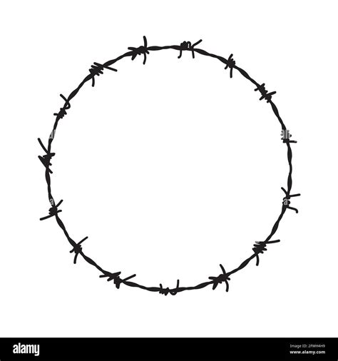 Barb Wire Circle Vector Fence Frame Barbed Round Wire Ring Prison Logo