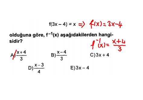 10 Sınıf Bir Fonksiyonun Tersi ni Bulma Çözümlü Sorular 8