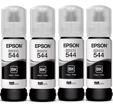 Kit 4 Botellas Tinta Epson T544 Negro L3110 L3150 L5190 Tinta Amarillo