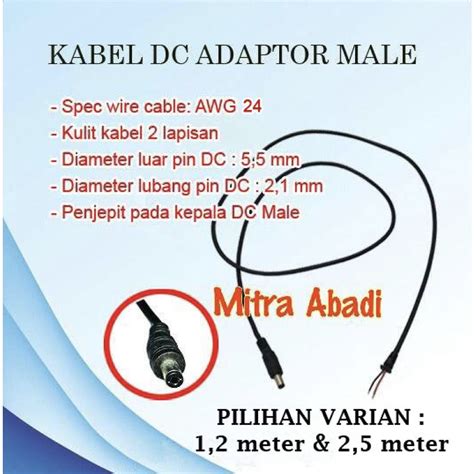 Jual Kabel Jack Dc Adaptor Cowok Male Awg Shopee Indonesia