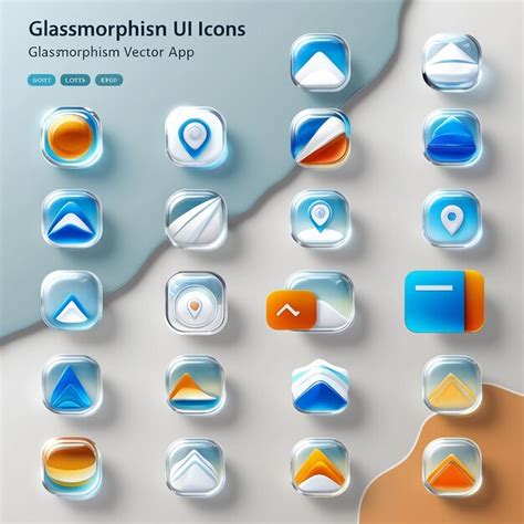 Realistic Set Of Glassmorphism Ui Icons For Website Or Mobile App Vector Illustartion Of