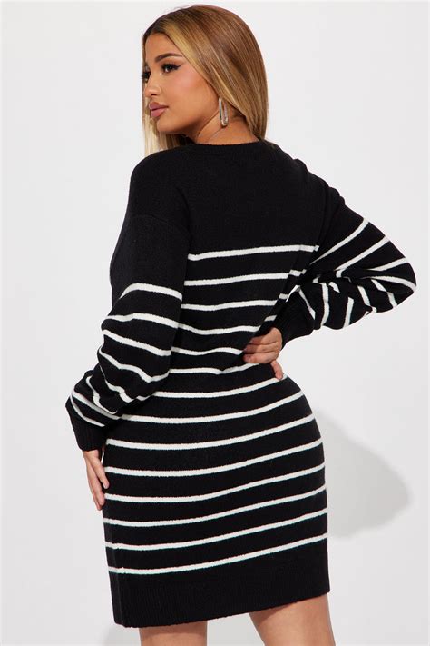 Boston Sweater Mini Dress Black White Fashion Nova Dresses