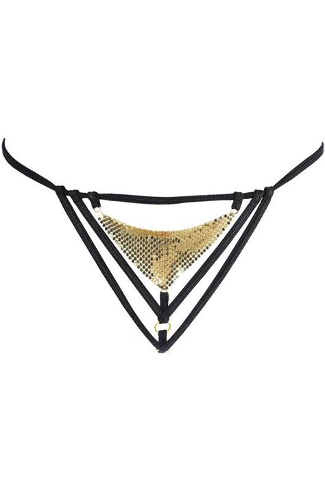 Axami String V Schwarz Gold Dessous Reizw Sche W Sche