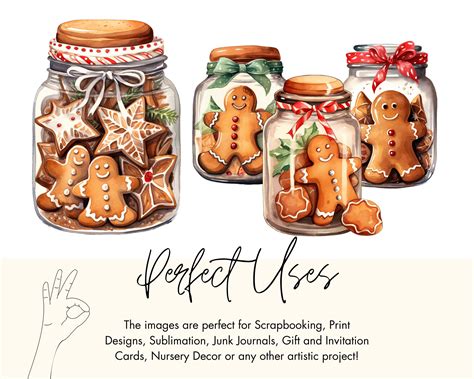 Watercolor Gingerbread Clipart Bundle Seasonal Clipart Bakery