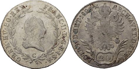 RDR Böhmen Prag 20 Kreuzer 1803 C Franz II I 1792 1835 vz MA Shops