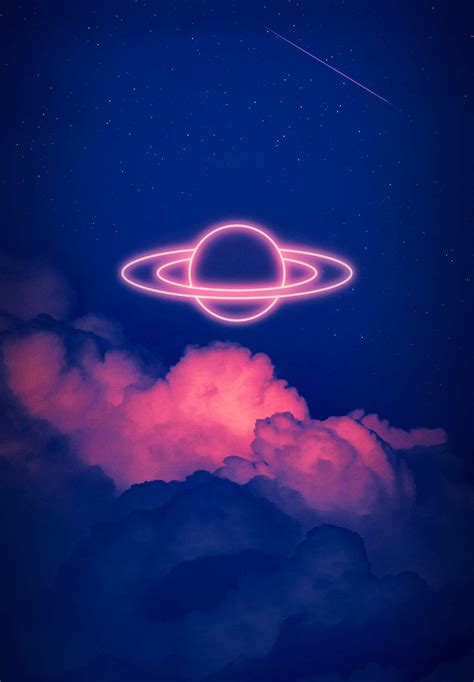 Neon Planet Space iPad Wallpaper