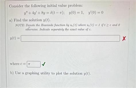 Solved Consider The Following Initial Value Problem