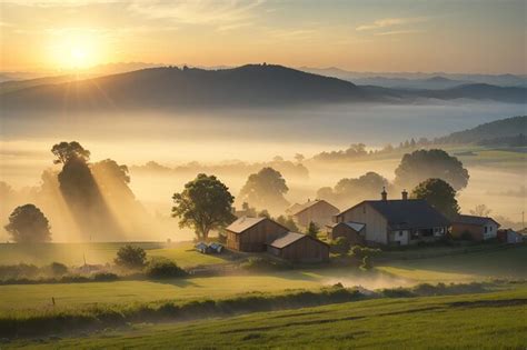 Foto Dos Primeiros Raios Do Sol Nascente Em Campos Verdes Agricultores