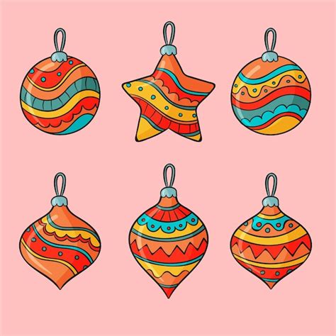 Premium Vector Hand Drawn Christmas Ball Ornaments Collection