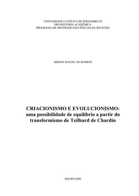 Pdf Criacionismo E Evolucionismo Uma Livros Livrosgratis Br