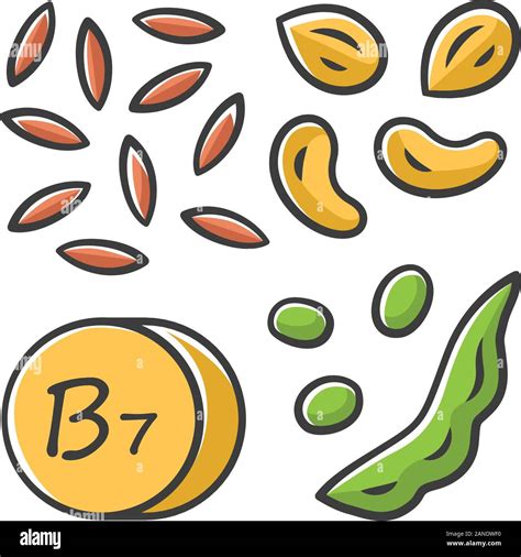 Vitamin B7 Yellow Color Icon Almonds And Peanuts Nuts And Peas